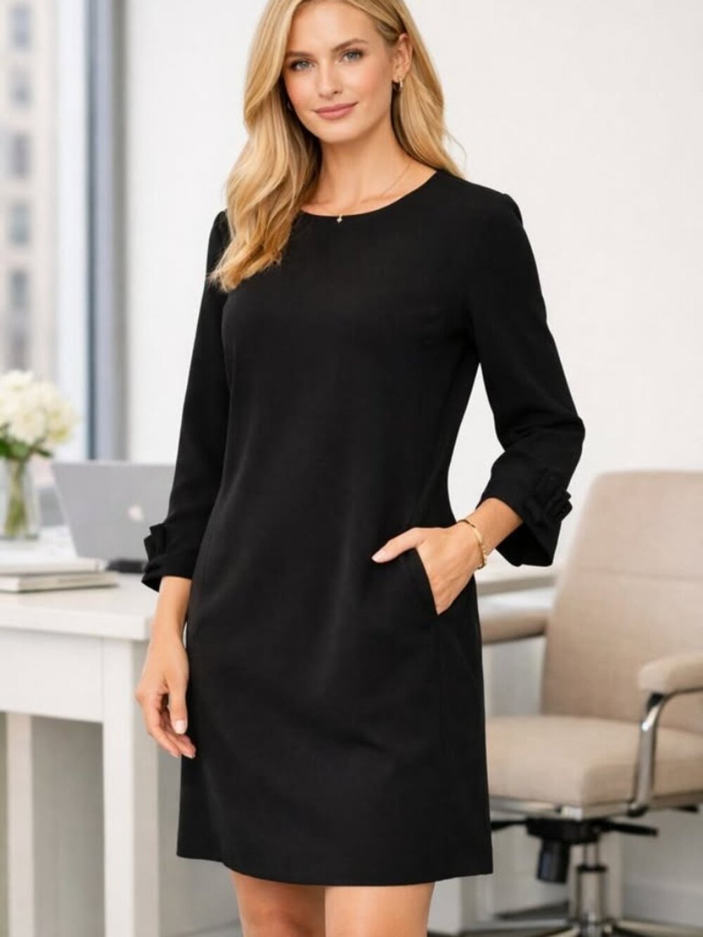 Banana Republic Classic Black Long Sleeve Dress